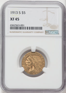 1913-S $5 Indian Half Eagle NGC XF45