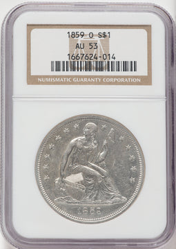 1859-O S$1 Seated Dollar NGC AU53