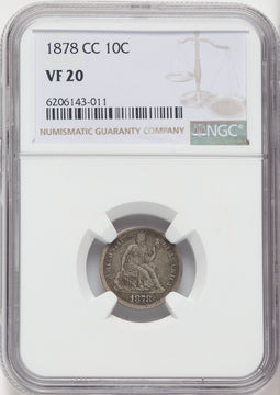 1878-CC 10C Seated Dime NGC VF20