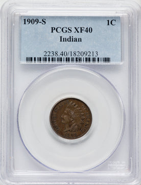 1909-S 1C Indian BN Indian Cent PCGS XF40