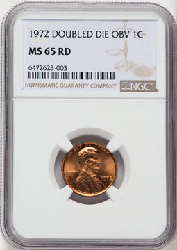 1972 1C Doubled Die Obverse RD Lincoln Cent NGC MS65