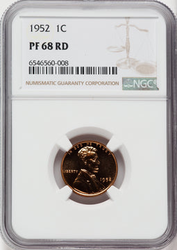 1952 1C RD Proof Lincoln Cent NGC PR68