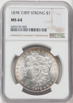 1878 7/8TF $1 STRONG Morgan Dollar NGC MS64