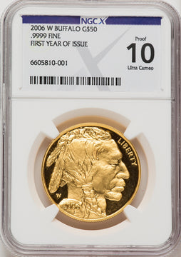 2006-W $50 One-Ounce Gold Buffalo .9999 Fine Gold NGCX PF10 Ultra Cameo