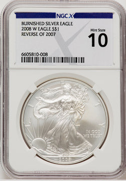 2008-W Silver Eagle Reverse of 2007 NGCX MS10