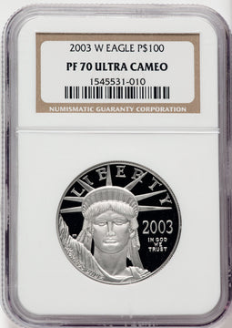 2003-W $100 One-Ounce Platinum Eagle Statue of Liberty NGC PF70