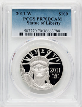 2011-W $100 One-Ounce Platinum Eagle Statue of Liberty PCGS PR70