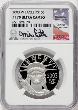 2003-W $100 One-Ounce Platinum Eagle Statue of Liberty NGC PF70