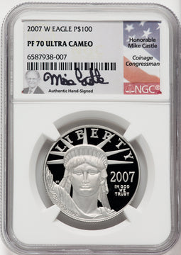 2007-W $100 One-Ounce Platinum Eagle Statue of Liberty NGC PF70