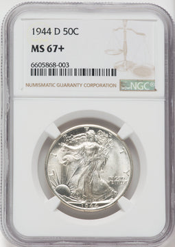 1944-D 50C NGC Plus Walking Liberty Half Dollar NGC MS67+