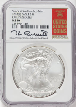 2014-(S) S$1 Silver Eagle First Strike NGC MS70