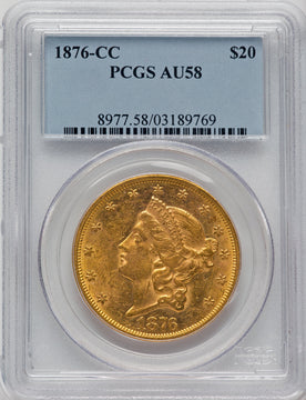 1876-CC $20 Liberty Double Eagle PCGS AU58