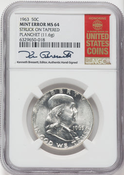 1963 50C Franklin Half Dollar NGC MS64