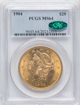 1904 $20 Liberty CAC Liberty Double Eagle PCGS MS64