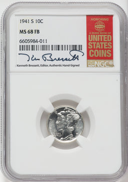 1941-S 10C FB Mercury Dime NGC MS68