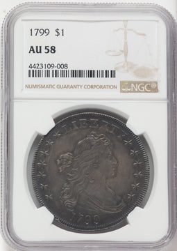 1799 S$1 7x6 Stars Early Dollar NGC AU58