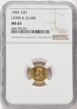 1904 G$1 Lewis and Clark Commemorative Gold NGC MS65