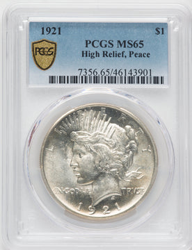 1921 $1 Peace Dollar PCGS MS65