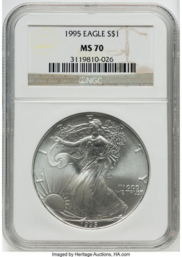 1995 S$1 Silver Eagle NGC MS70