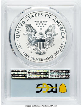 2019-S S$1 Silver Eagle Enhanced Reverse Proof First Day of Issue PCGS PR70