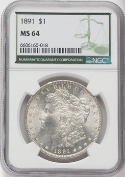 1891 $1 Morgan Dollar NGC MS64