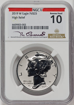 2019-W $25 Palladium Reverse Proof Kenneth Bressett Red Book NGCX PF10