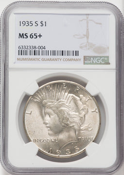 1935-S $1 Peace Dollar NGC MS65+