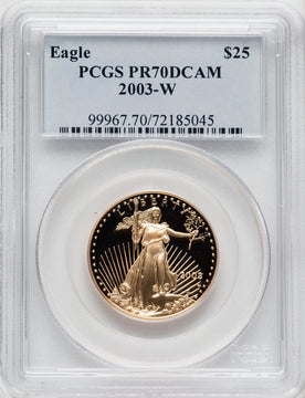 2003-W $25 Half-Ounce Gold Eagle PCGS PR70