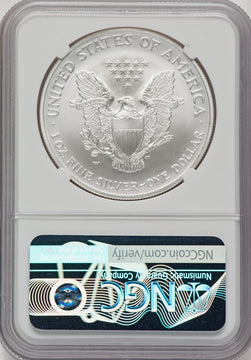 2008-W S$1 Silver Eagle Reverse of 2007 Brown Label NGCX MS10