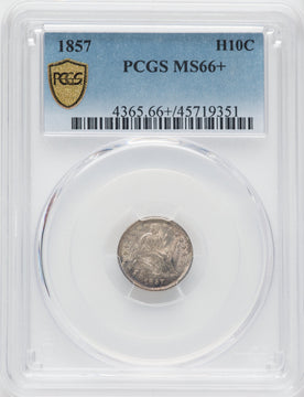 1857 H10C Seated Half Dime PCGS MS66+