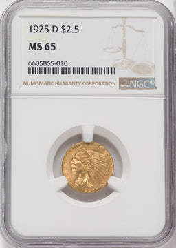 1925-D $2.50 Indian Quarter Eagle NGC MS65