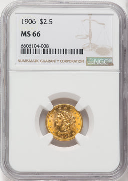 1906 $2.50 Liberty Quarter Eagle NGC MS66