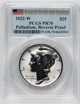 2022-W $25 Palladium Eagle Reverse Proof First Day of Issue PCGS PR70