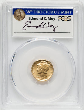 2016-W 10C Mercury Dime Gold 100th Anniversary First Strike Moy 1 of 1188 PCGS SP70