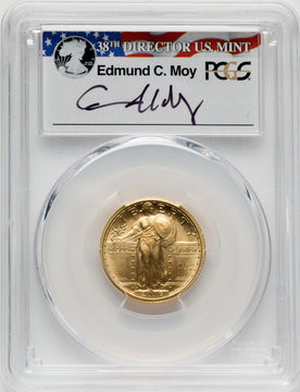 2016-W 25C Standing Liberty Quarter-Ounce Gold 100th Anniversary First Strike Moy 1 of 573 PCGS MS70