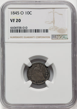 1845-O 10C Seated Dime NGC VF20