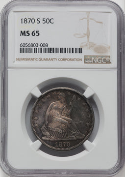 1870-S 50C Seated Half Dollar NGC MS65