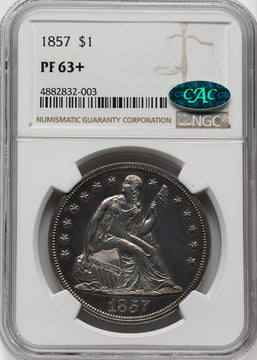 1857 S$1 CAC NGC Plus Proof Seated Dollar NGC PR63+