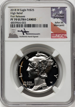 2018-W $25 Palladium First Strike Mercanti Signature NGC PF70 (760684003)