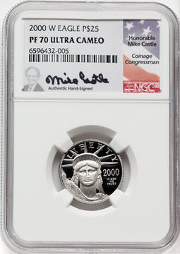 2000-W $25 Quarter-Ounce Platinum Eagle Statue of Liberty DC NGC PF70