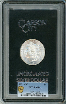 1891-CC $1 GSA Hoard Morgan Dollar PCGS MS62