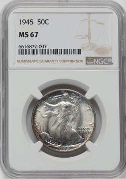 1945 50C Walking Liberty Half Dollar NGC MS67