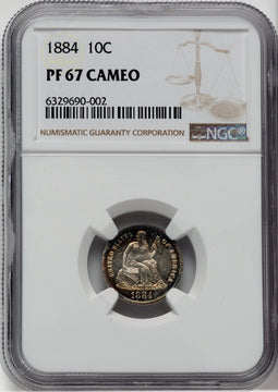 1884 10C CA Proof Seated Dime NGC PR67
