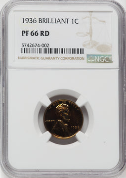 1936 1C TYPE 2 RD Proof Lincoln Cent NGC PR66