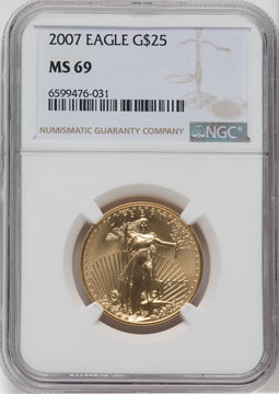 2007 $25 Half-Ounce Gold Eagle NGC MS69