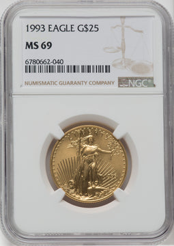 1993 $25 Half-Ounce Gold Eagle NGC MS69