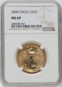 2000 $25 Half-Ounce Gold Eagle NGC MS69