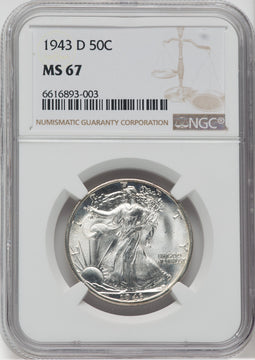 1943-D 50C Walking Liberty Half Dollar NGC MS67
