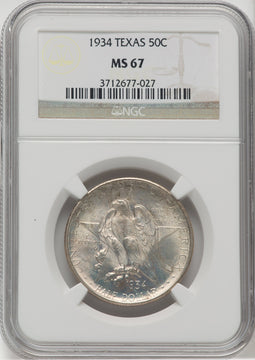 1934 50C Texas Commemorative Silver NGC MS67