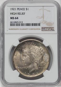 1921 $1 Peace Dollar NGC MS64